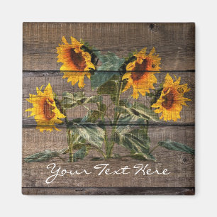 Rustic Barn Wood Solros Magnet