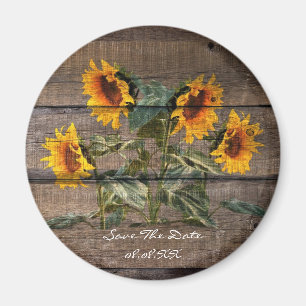 Rustic Barn Wood Solros Magnet