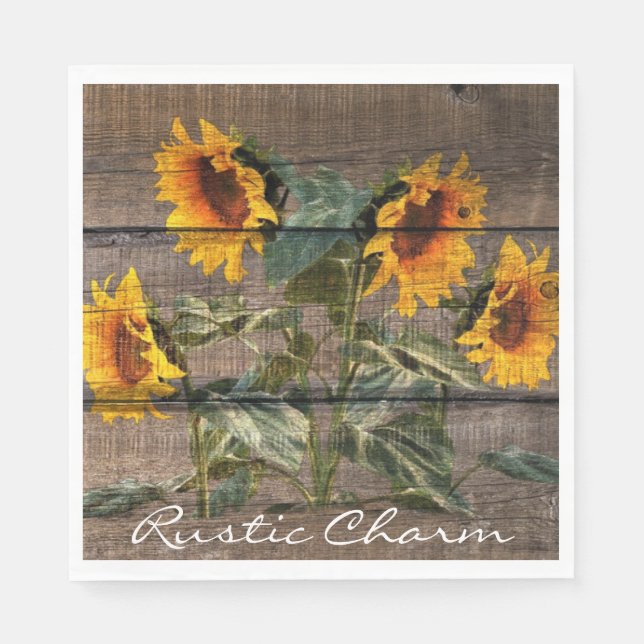 Rustic Barn Wood Solros Pappersservett (Framsidan)