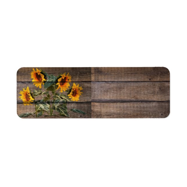 Rustic Barn Wood Solros Returadress Etikett (Framsidan)
