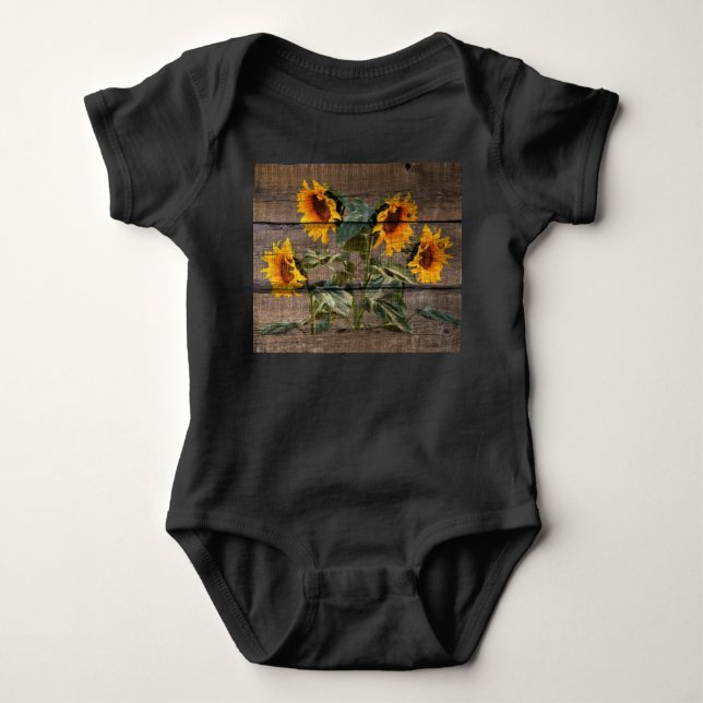 Rustic Barn Wood Solros T Shirt (Framsida)