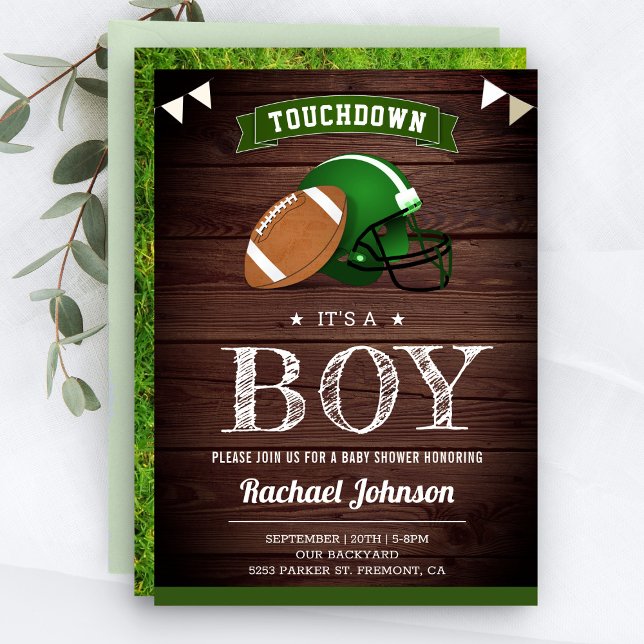 Rustic Barn Wood Sports Boy Baby Shower Inbjudningar (Skapare uppladdad)