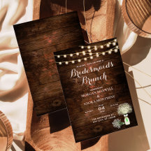 Rustic Barn Wood String Ljus Bridesmaids Brunch
