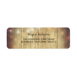 Rustic Barn Wood String Ljus Bröllop Returadress Etikett