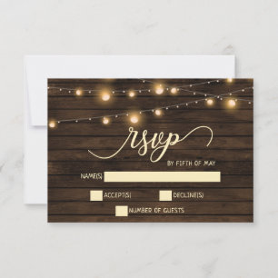 Rustic Barn Wood String ljus Inbjudan osa