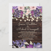 Rustic Barn Wood String Ljus Lila Rosa Blommigt