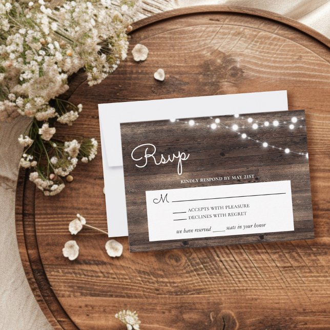 Rustic Barn Wood String Ljus OSA Kort (Skapare uppladdad)