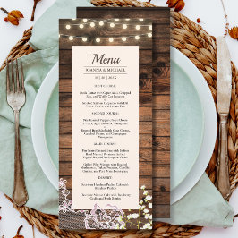 Rustic Barn Wood String Ljus & Snöre Bröllop Meny