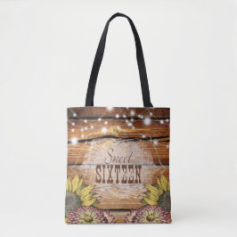 Rustic Barn Wood String Ljus Solblommor Tygkasse