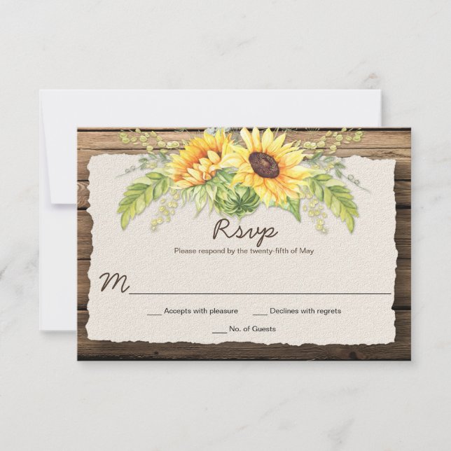 Rustic Barn Wood Sunwers Deckle Kant OSA Kort (Framsida)