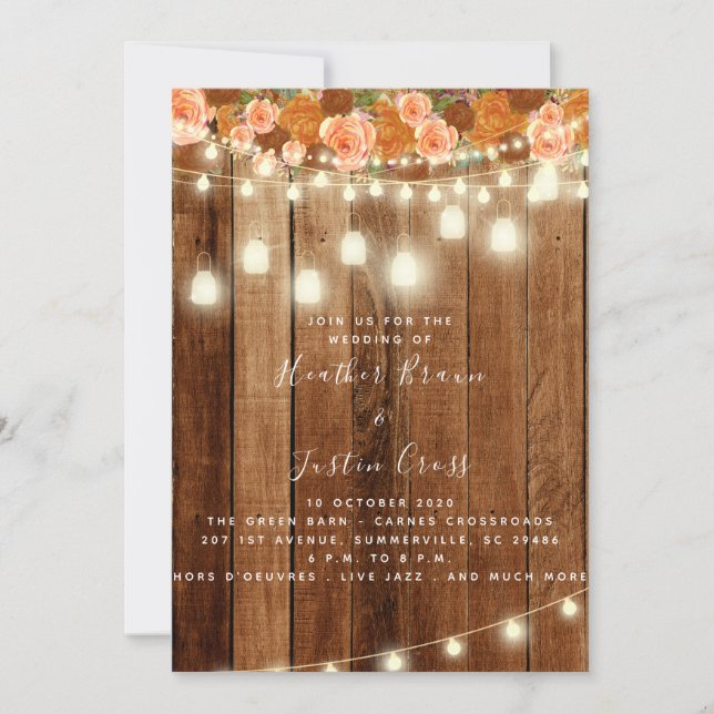 Rustic Barn Wood Wedding bjudande/Firande Inbjudningar (Framsida)