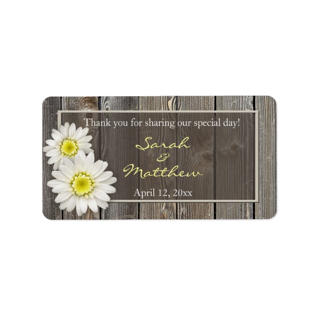Rustic Barn Wood Wedding-favoritetiketter Adressetikett (Framsidan)