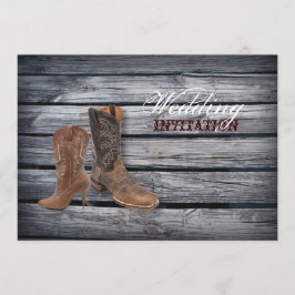 Rustic Barn Wood Westernare Cowboybröllop Inbjudningar