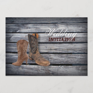Rustic Barn Wood Westernare Cowboybröllop Inbjudningar