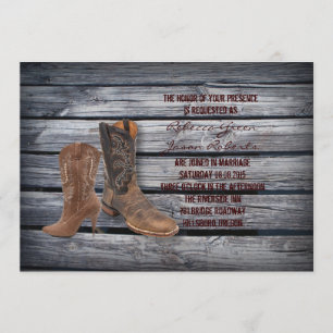 Rustic Barn Wood Westernare Cowboybröllop Inbjudningar