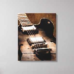 Rustic Barn Wood Westernare Land Music Guitar Canvastryck