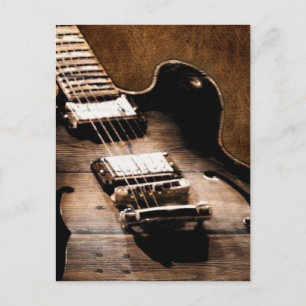 Rustic Barn Wood Westernare Land Music Guitar Vykort