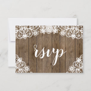 Rustic Barn Wood White Snöre Calligraphy Bröllop OSA Kort