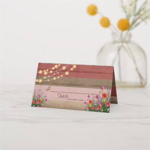Rustic Barn Wood Wildblomma Bröllop Placera kort