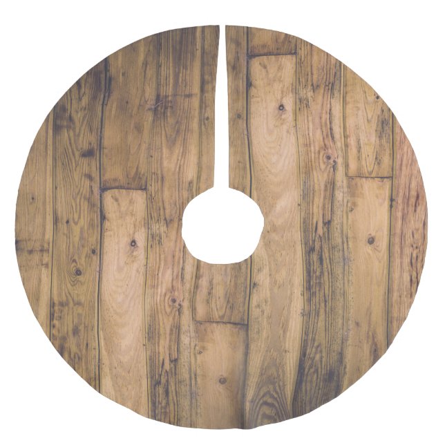Rustic Barn Wooden Planks Helgdag jul Julgransmatta Borstad Polyester (Framsidan)