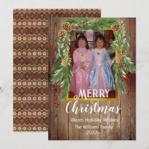 Rustic Barnboard, Gräs Garland, fotojul Kort