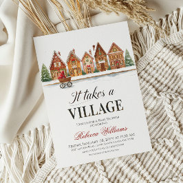 Rustic Barnvagn byage Houses Winter Baby Shower Inbjudningar