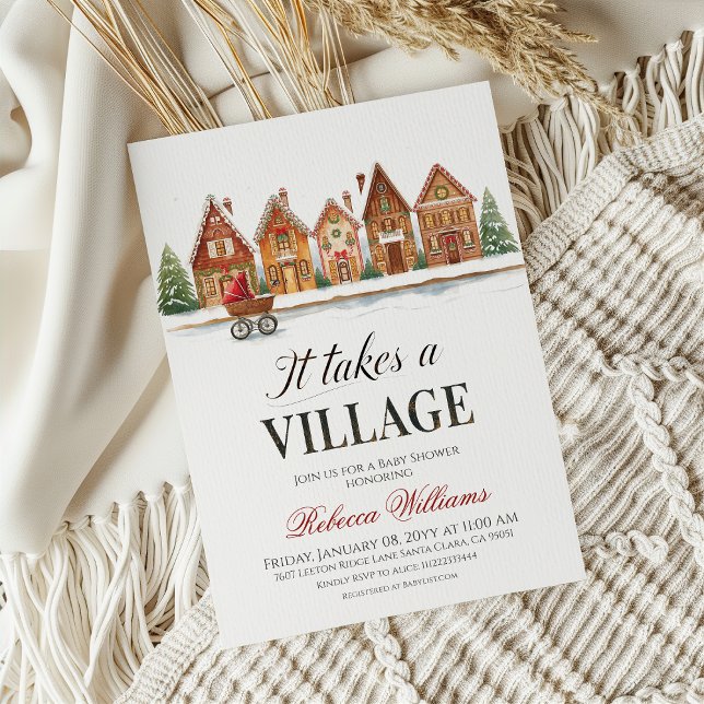 Rustic Barnvagn byage Houses Winter Baby Shower Inbjudningar (Skapare uppladdad)