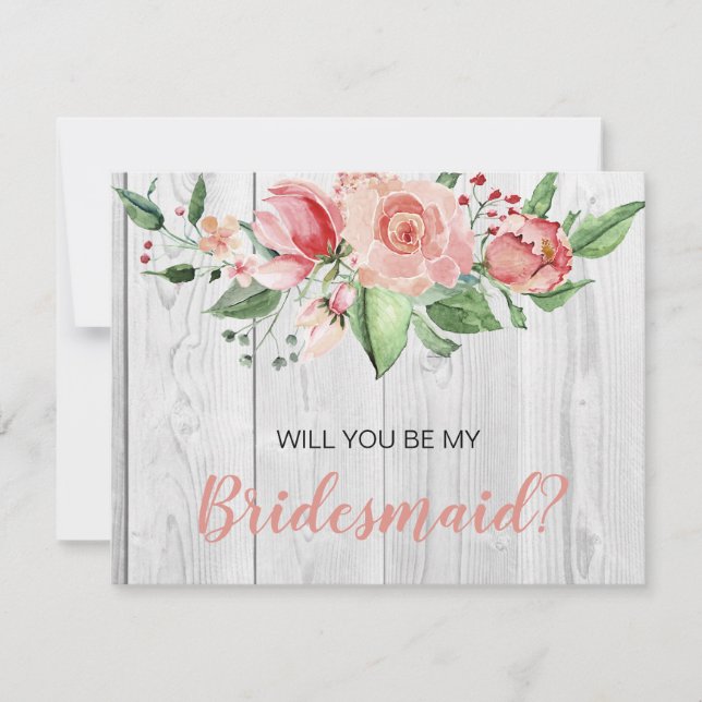 Rustic Barnwood  Blommigt Bridesmaid Frieri Inbjudningar (Framsida)