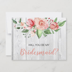 Rustic Barnwood Blommigt Bridesmaid Frieri Inbjudningar