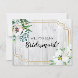 Rustic Barnwood Blommigt Guld Bridesmaid Frieri Inbjudningar