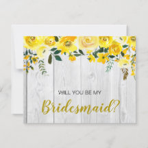 Rustic Barnwood Gult Blommigt  Bridesmaid Frieri