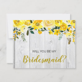 Rustic Barnwood Gult Blommigt  Bridesmaid Frieri Inbjudningar