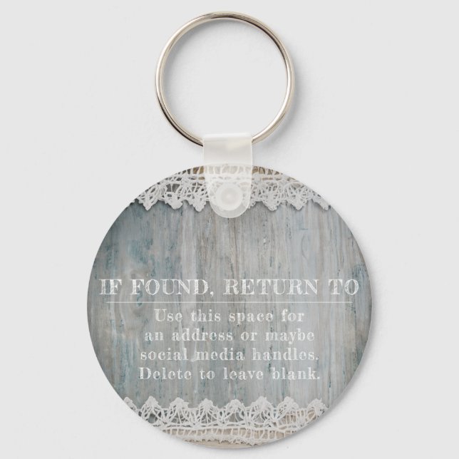 Rustic Barnwood Lace Branding Business Logo QR Nyckelring (Baksida)