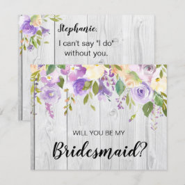 Rustic Barnwood Lila Blommigt Bridesmaid Frieri Inbjudningar