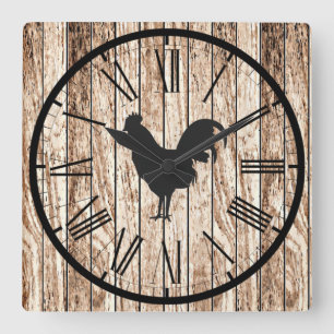 Rustic Barnwood-look Farmhouse Tupp Design Fyrkantig Klocka