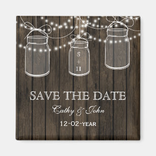 Rustic Barnwood mason burk sparar datumet Magnet