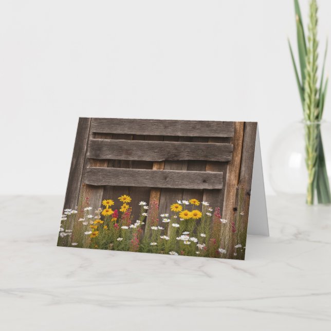 Rustic Barnwood med Wildblommor Kort (Framsida)