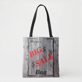 Rustic Barnwood Personlig Bargain Hunter Sale Tygkasse