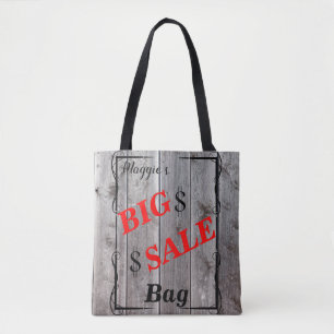 Rustic Barnwood Personlig Bargain Hunter Sale Tygkasse