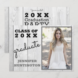 Rustic Barnwood Photo 2025 Studentfest Inbjudningar