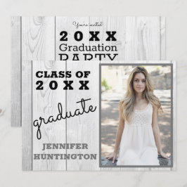 Rustic Barnwood Photo 2025 Studentfest Inbjudningar