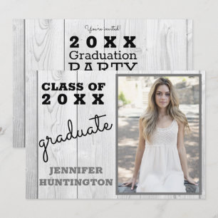 Rustic Barnwood Photo 2025 Studentfest Inbjudningar