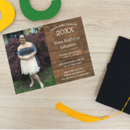 Rustic Barnwood Photo Studenten Announcement Inbjudningar