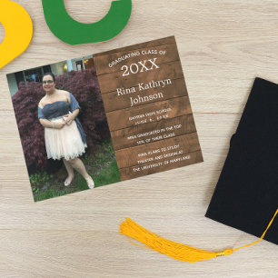 Rustic Barnwood Photo Studenten Announcement Inbjudningar