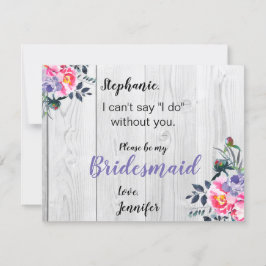 Rustic Barnwood Rosa Blommigt Bridesmaid Frieri Inbjudningar