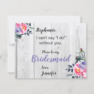 Rustic Barnwood Rosa Blommigt Bridesmaid Frieri Inbjudningar