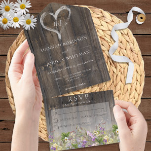 Rustic Barnwood & Wildblommor No Midinner