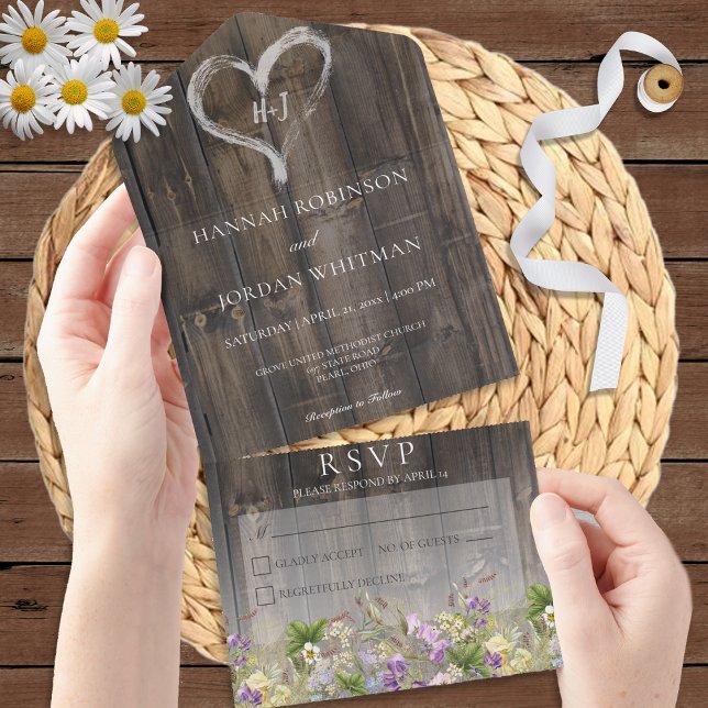 Rustic Barnwood & Wildblommor No Midinner (Skapare uppladdad)