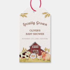 Rustic Barnyard Boskap Baby Shower Presentetikett