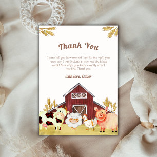 Rustic Barnyard Boskap Baby Shower Tack Kort